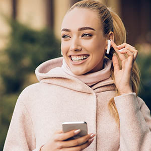 woman smiling after cosmetic dentistry