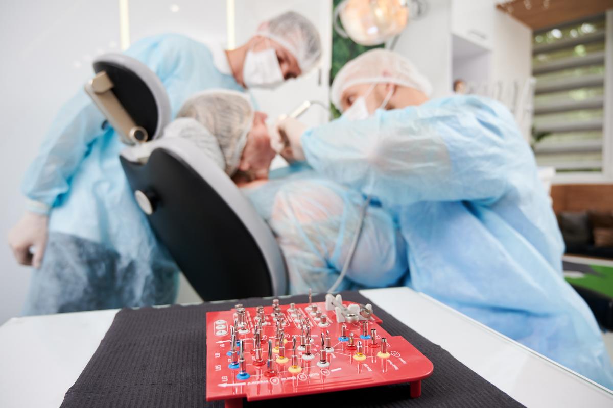 patient getting a dental implant